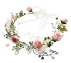 Vivivalue Floral Halo Boho Flower Headband Floral Crown Headpiece Hair Wreath with Ribbon Wedding Party Prom Photos Fest