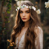 Vivivalue Floral Halo Boho Flower Headband Floral Crown Headpiece Hair Wreath with Ribbon Wedding Party Prom Photos Fest