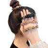 Xiwstar 4Pcs Elastic Rhinestone Beads Scrunchies Hair Ties Silk Satin Leopard Print Hair Elastics Bands Ponytail Holder