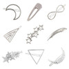 9 Pack Vintage Minimalist Bowknot Circle Moon Star Branch Pearl Metal Silver Hair Clips Hairpins Snap Barrettes Comb Cla