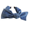Denim Fabric Wide Knot Dot Headband Bowknot Hair Hoop for Teens Girls and Women Hair Accessories Blue