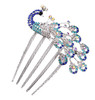 Wedding Bridal Headpiece Rhinestone Hair Comb Women Peacock Hair Clip Side Comb Hair AccessoryBlue