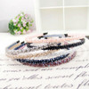 AKOAK Fashion Super Shiny Women Two Rows Black Crystal Beads Headband Girls Headwear Rhinestone Beaded Hair Band Hair Ac