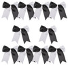 8 Inch 2 Colors Jumbo Cheerleader Bows Ponytail Holder Cheerleading Bows Hair BlackSilver