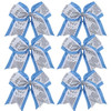 Cheerleader Bows 8 Inch 3 Layers 6 Pcs Ponytail Holder Jumbo Cheerleading Bows Hair Elastic Hair Tie for High School Col