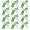 Cheerleading Bow Jumbo Cheer Bows 12 Pcs 7 Inch Ponytail Holder Cheerleader Bows Hair Tie GreenWhite