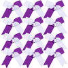 Cheerleading Bow Jumbo Cheer Bows 12 Pcs 7 Inch Ponytail Holder Cheerleader Bows Hair Tie PurpleWhite