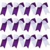 8 Inch 2 Colors Jumbo Cheerleader Bows Ponytail Holder Cheerleading Bows Hair 12 Pcs PurpleWhite