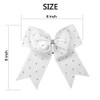8 Inch Jumbo Cheerleader Bows with Bling Fling Rhinestones Ponytail Holder Cheerleading Bows Hair Tie 6 Pcs College Teal