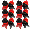 8 Inch 2 Colors Cheerleader Bows Ponytail Holder with Bling Fling Rhinestones Hair Tie Cheerleading Bows 6 Pcs RedBlack