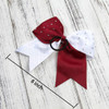 8 Inch 2 Colors Cheerleader Bows Ponytail Holder with Bling Fling Rhinestones Hair Tie Cheerleading Bows 6 Pcs MaroonWhi
