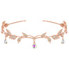 SWEETV Rhinestone Leaf Wedding Tiara Headband for Brides Rose Gold Crown Headband for Pageants Wedding Prom Birthday