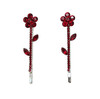 Faship A Pair Of Red Rhinestone Crystal Floral Hair Clips 2 Pcs Pins