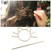 Yheakne Metal Hair Slide Clip Barrette Cat Shape Hair Stick Pin Vintage Hair Fork Pin Bun Holder Alloy Hair Clip Decorat