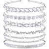6 Pieces Rhinestones Wedding Headbands Crystal Flower Girl Leaves Crown Headband Tiara Womens Faux Pearl Rhinestones Pri