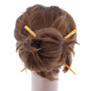 Set of Wooden Hair Sticks With Chinese Dragon Chopsticks Yellow