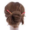 Set of Wooden Hair Sticks With Chinese Dragon Chopsticks Red Medium