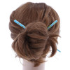 Set of Two Wooden Hair Sticks With Flowers Hair Pin Chopsticks for Women 7 inches Long Light Blue