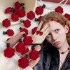 40Pcs Mini Red Rose Flower Hair Clips for Women Girls Cute Small Hair Pins Bridal Hair Barrettes Duckbill Alligator Hair