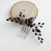 Aimimier Bridal Black Crystal Hair Comb Marquise Back Comb Wedding Headpiece Prom Party Festival Hair Accessories for Wo
