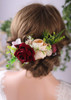 Anglacesmade Bridal Flower Hair Comb Burgundy Flower Cream Bud Wedding Wreath Bush Headpiece for Rustic Wedding Photo Sh