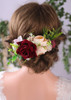 Anglacesmade Bridal Flower Hair Comb Burgundy Flower Cream Bud Wedding Wreath Bush Headpiece for Rustic Wedding Photo Sh