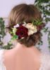 Anglacesmade Bridal Flower Hair Comb Burgundy Flower Cream Bud Wedding Wreath Bush Headpiece for Rustic Wedding Photo Sh