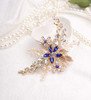 Aimimier Bridal Sapphire Crystal Hair Comb Pearl Blue Crystal Leaf Marquise Hair Piece Prom Party Festival Wedding Hair