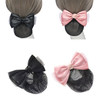 AsggBah 2pcs Hair Snood Net Barrettes with Bowknot Hair Clips with Thin Mesh Bun Cover for Women Ladies PinkBlack