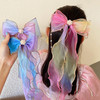 AsggBah 3pcs Colored Hair Long Bows Large Braided Bow with Aligator Clips Colorful Glitter Bowknot Hair Accessories for