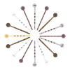 arricraft 150 Pcs Hair Bobby Pin Mixed Color Hair Pin Findings Iron Bobby Pins with 8mm Glue on Pads Hair Pins Findings