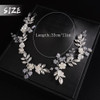 Aimimier Boho Bridal Flower Leaf Headband Crystal Pearl Hair Vine Handmade Wedding Bridesmaid Headpiece Party Festival H