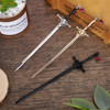 Whaline 3 Pieces Chinese Sword Hair Sticks Metal Sword Hair Pins Stick with Gemstone Pendant Vintage Style Hair Buns Cho
