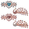 QXUJI 4PCS Crystal Rhinestones Hair Clips Sparkly Glitter Flower Peacock Hair Barrettes Metal Spring Hair Pins Snap Acce