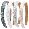 BOMTTY 4 Pcs Glitter Headbands Sparkly Headband Plastic Hair Hoop Glitter Hairbands for Girls and Women BlackWhiteGreyBe
