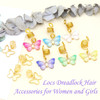 SAWINDA 20Pcs Hair Jewelry for Braids Gold Butterfly Pendant Dreaklock Accessories Loc Tube Bead Braid Accessories Handm