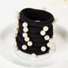 Suoirblss 20 Pcs Black Manmade Pearl Elastic Hair Bands Cotton Stretch Hair Ties Ponytail Women Lady Headbands Hair Rope
