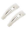 2PCS Sweet Imitation Pearl Hair Clips Hairpin Simple Fashion Alloy BB Hairgrip Hair Accessories for Women Dropshaped Sil
