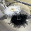 mdgfge Black White Ostrich Feather Hair Clip Hair Feathers Retro Elegant Hair Accessories for Women Girl Bridal Wedding