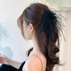 mdgfge Black White Ostrich Feather Hair Clip Hair Feathers Retro Elegant Hair Accessories for Women Girl Bridal Wedding