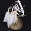 Suoirblss Set of 2 White Bohemian Feather Tassels Headband with Armband Gypsy Hippie Peacock Headwear Headdress Woman Fa