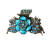 Women Retro Rose Flower Hair Claw Imitation Turquoise Fancy Jaw Clips Pins Fashion Alloy Rhinestone Hair Catch Barrette