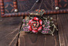 Women Retro Rose Flower Hair Claw Imitation Turquoise Fancy Jaw Clips Pins Fashion Alloy Rhinestone Hair Catch Barrette