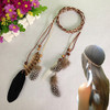 Suoirblss Women Lady BOHO Peacock Feather Hairdressing Hair Band Head Band Folk Style Indian Handmade Headband Hair Hoop