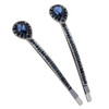 2PCS Lady Women Vintage Rhinestone Small Water droplets Bobby Pin Crystal Hair Pin Metal Hair Clips Hair Accessories Blu