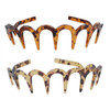 2Pcs Women Comfortable Shark Tooth Comb Headband Hair Band U Toothed Headband Lady Hair Accessory Dark coffee color Ligh