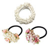 3PCS Fashion Imitation Pearl Elastic Hair Ties Beaded Flower Pearl Hair Band Women Satin Ribbon Ponytail Hair Accessorie