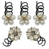 5PCS Imitation Pearl Spiral Twist Screw Hair Pins Rhinestone Flower Hair Clips Spiral Bobby Pins Hair Bun Styling Tool H