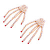 2Pcs Alloy Rhinestone Skeleton Claws Skull Hand Hair Clip Hairpin Zombie Punk Horror Bobby Claw Barrette Fashion Hair Ac