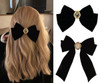 2 Pcs Velvet Hair Bows Black Ribbon Clips Cute Duckbill Clip Hair Decor Rose pearl Elegant Design for Long and Short Hai
